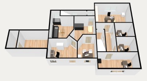 BayBridge upstairs 3D floorplan supplied for offices 201 through 207